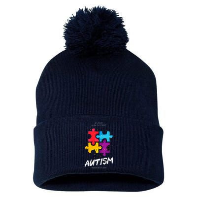 Autism Awareness Day Be Different Pom Pom 12in Knit Beanie