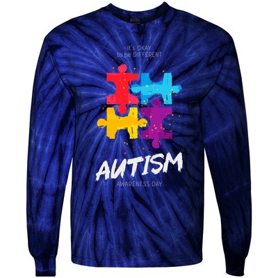 Autism Awareness Day Be Different Tie-Dye Long Sleeve Shirt