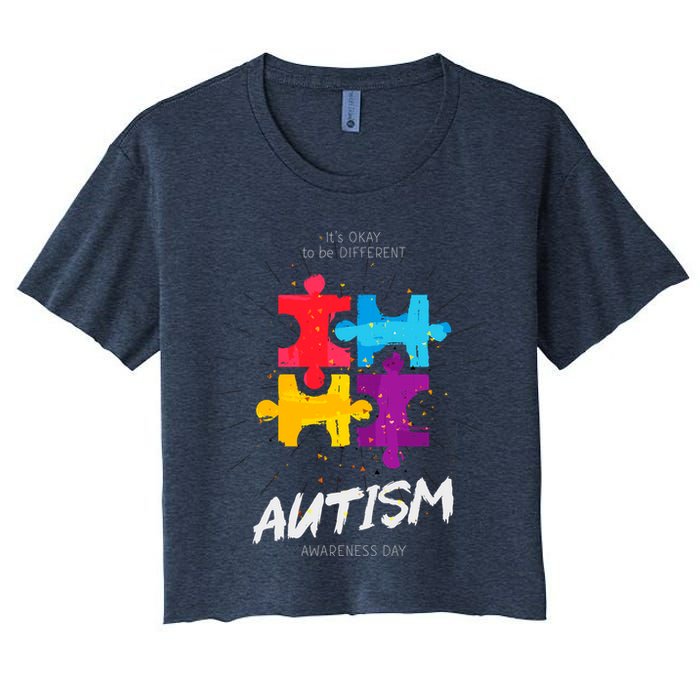 Autism Awareness Day Be Different Women's Crop Top Tee