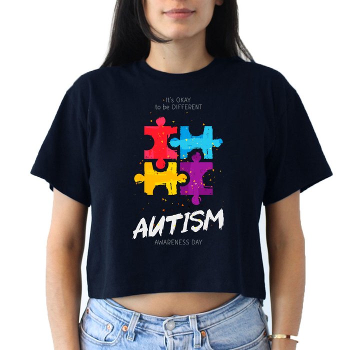 Autism Awareness Day Be Different Women's Crop Top Tee