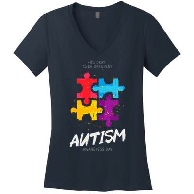 Autism Awareness Day Be Different Women's V-Neck T-Shirt
