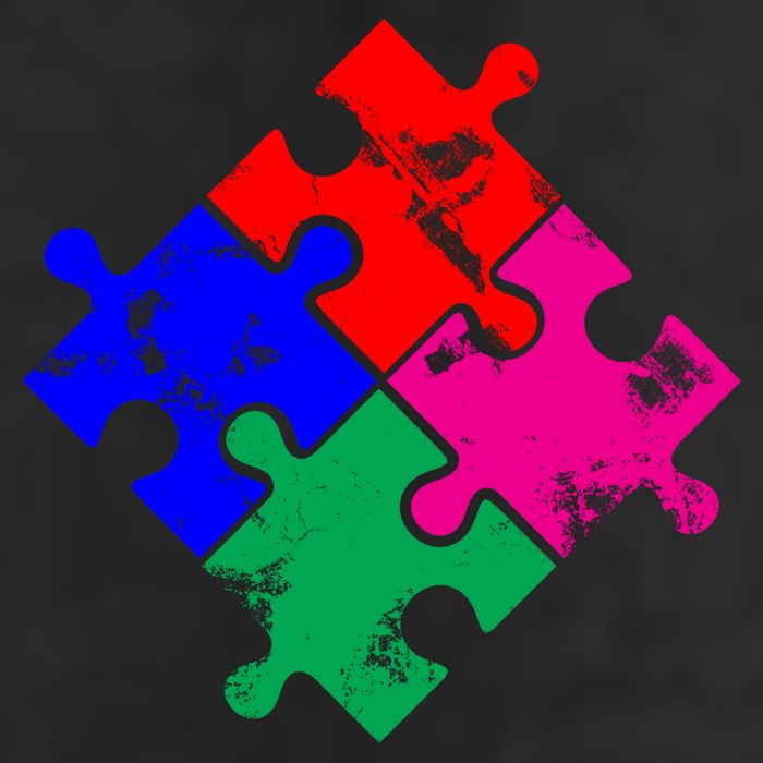 Autism Awareness Distressed Puzzle Pieces  7 Panel Mesh Trucker Snapback Hat