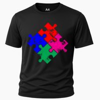 Autism Awareness Distressed Puzzle Pieces  Cooling Performance Crew T-Shirt