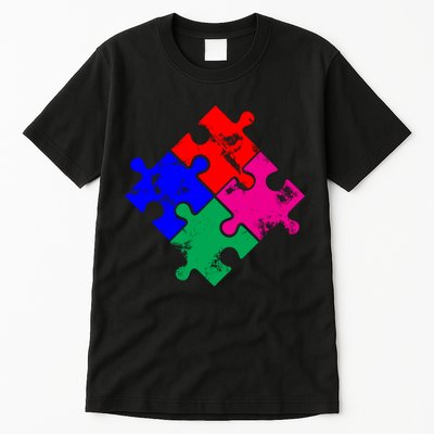 Autism Awareness Distressed Puzzle Pieces  Tall T-Shirt