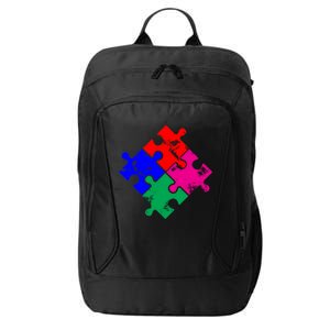 Autism Awareness Distressed Puzzle Pieces  City Backpack