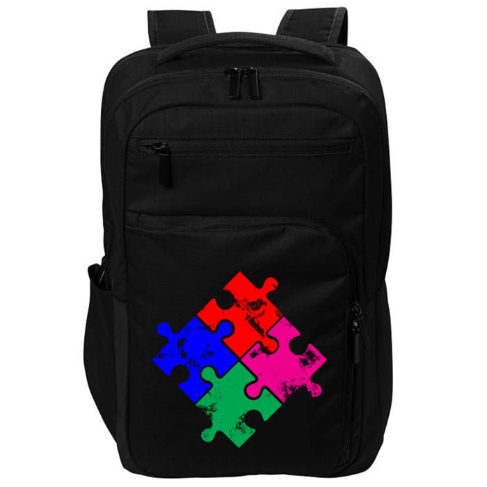 Autism Awareness Distressed Puzzle Pieces  Impact Tech Backpack