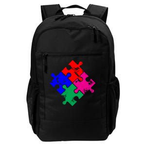 Autism Awareness Distressed Puzzle Pieces  Daily Commute Backpack