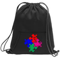 Autism Awareness Distressed Puzzle Pieces  Sweatshirt Cinch Pack Bag