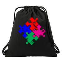 Autism Awareness Distressed Puzzle Pieces  Drawstring Bag