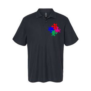 Autism Awareness Distressed Puzzle Pieces  Softstyle Adult Sport Polo