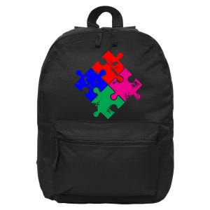 Autism Awareness Distressed Puzzle Pieces  16 in Basic Backpack