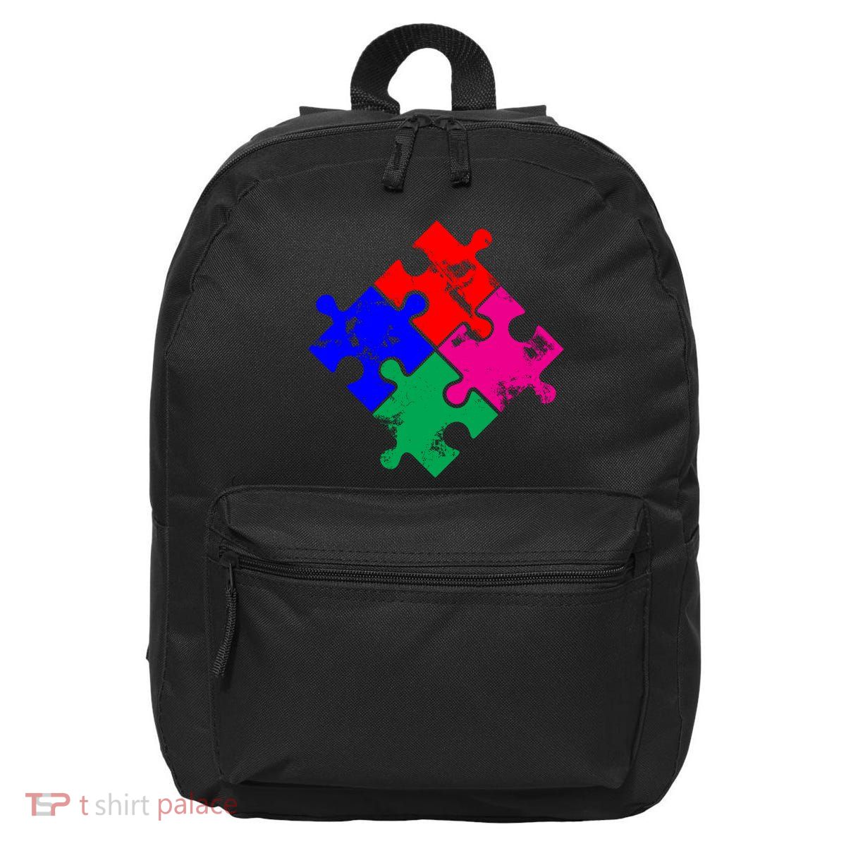 Autism Awareness Distressed Puzzle Pieces  16 in Basic Backpack