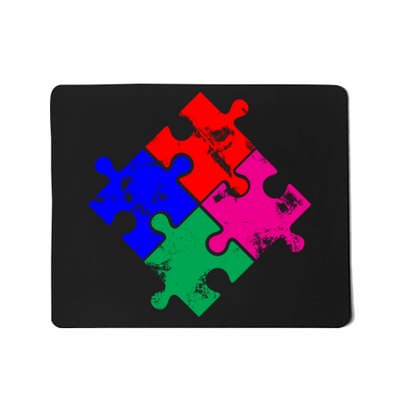 Autism Awareness Distressed Puzzle Pieces  Mousepad