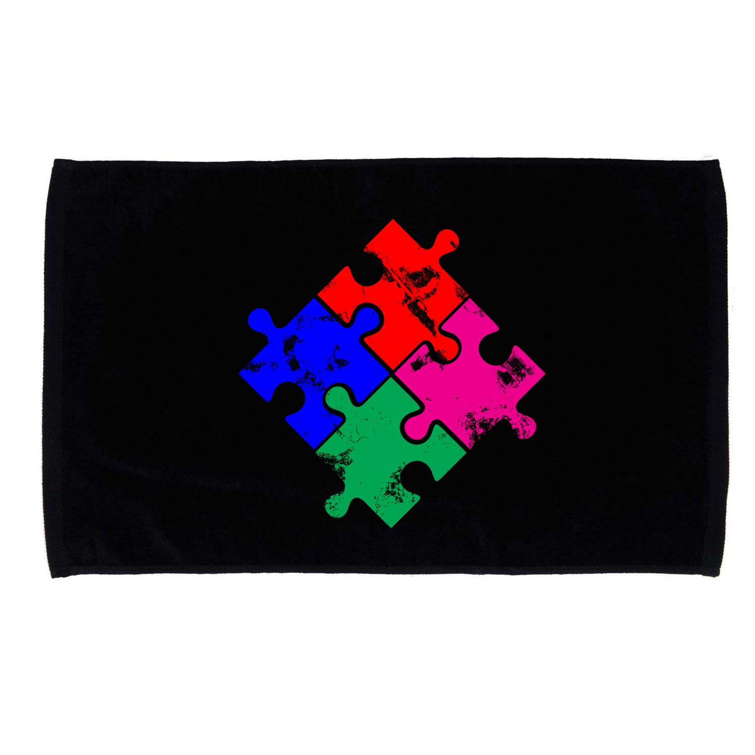 Autism Awareness Distressed Puzzle Pieces  Microfiber Hand Towel