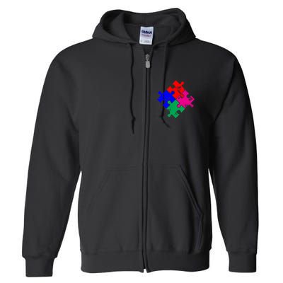 Autism Awareness Distressed Puzzle Pieces  Full Zip Hoodie