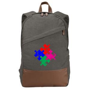 Autism Awareness Distressed Puzzle Pieces  Cotton Canvas Backpack