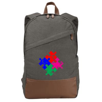 Autism Awareness Distressed Puzzle Pieces  Cotton Canvas Backpack
