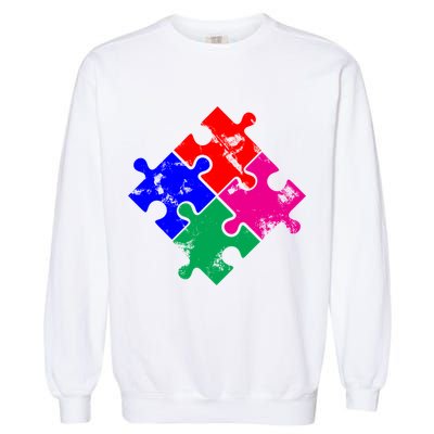 Autism Awareness Distressed Puzzle Pieces  Garment-Dyed Sweatshirt