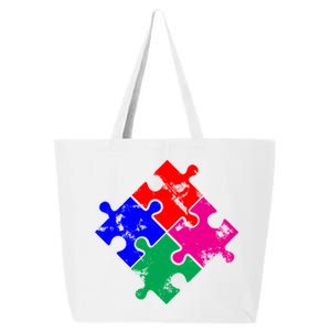 Autism Awareness Distressed Puzzle Pieces  25L Jumbo Tote