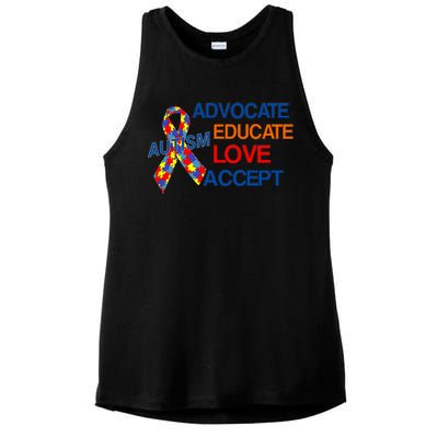 Autism Awareness Educate Ladies PosiCharge Tri-Blend Wicking Tank