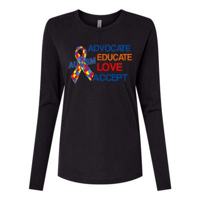 Autism Awareness Educate Womens Cotton Relaxed Long Sleeve T-Shirt