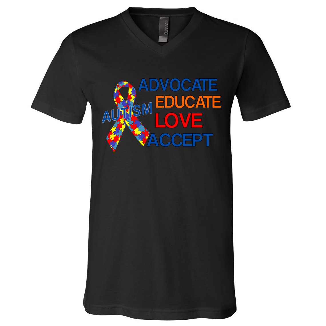 Autism Awareness Educate V-Neck T-Shirt