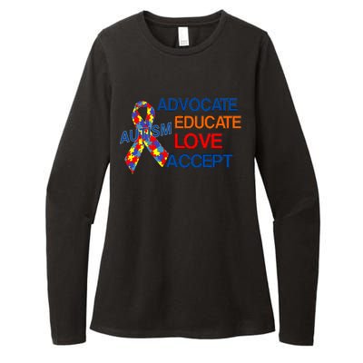 Autism Awareness Educate Womens CVC Long Sleeve Shirt