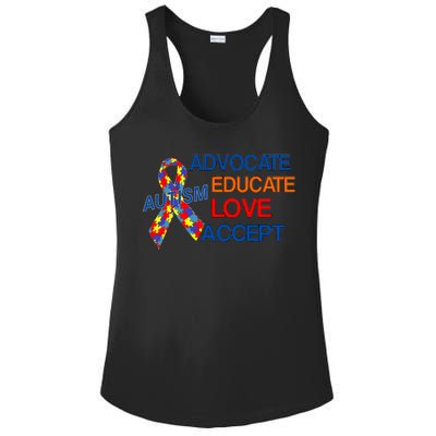 Autism Awareness Educate Ladies PosiCharge Competitor Racerback Tank