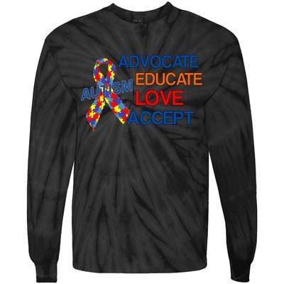 Autism Awareness Educate Tie-Dye Long Sleeve Shirt