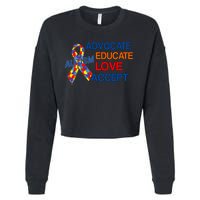 Autism Awareness Educate Cropped Pullover Crew
