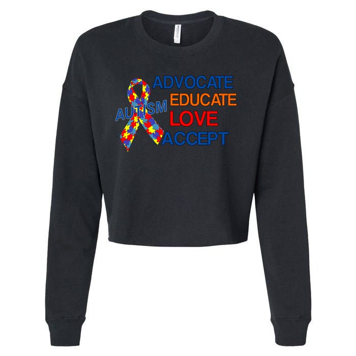 Autism Awareness Educate Cropped Pullover Crew