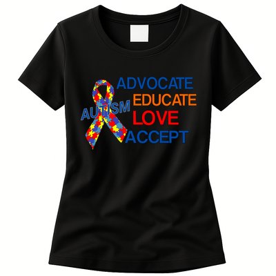 Autism Awareness Educate Womens T-Shirt