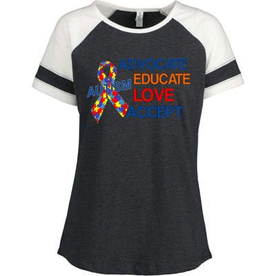 Autism Awareness Educate Enza Ladies Jersey Colorblock Tee