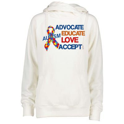 Autism Awareness Educate Womens Funnel Neck Pullover Hood