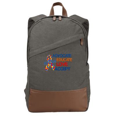 Autism Awareness Educate Cotton Canvas Backpack