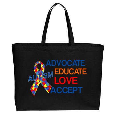 Autism Awareness Educate Cotton Canvas Jumbo Tote