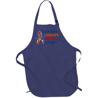 Autism Awareness Educate Full-Length Apron With Pockets