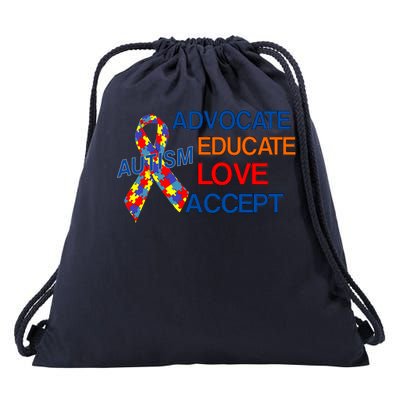 Autism Awareness Educate Drawstring Bag