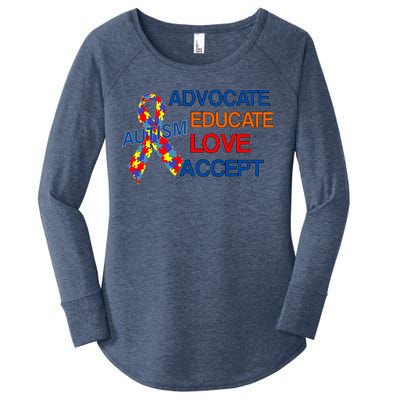 Autism Awareness Educate Women's Perfect Tri Tunic Long Sleeve Shirt