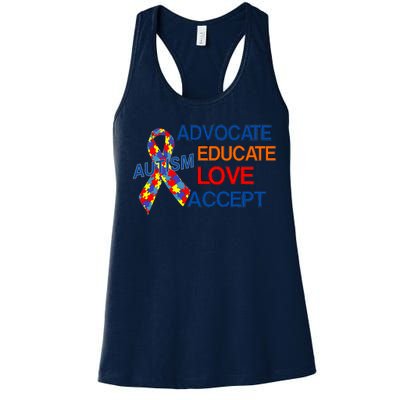 Autism Awareness Educate Women's Racerback Tank