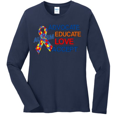 Autism Awareness Educate Ladies Long Sleeve Shirt