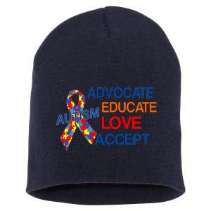 Autism Awareness Educate Short Acrylic Beanie