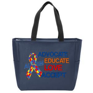 Autism Awareness Educate Zip Tote Bag