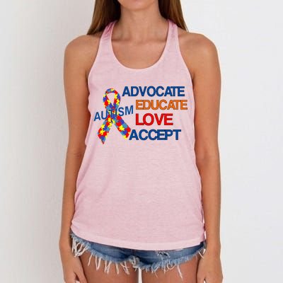 Autism Awareness Educate Women's Knotted Racerback Tank