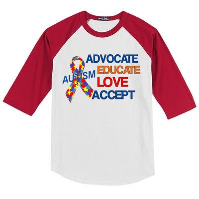 Autism Awareness Educate Kids Colorblock Raglan Jersey