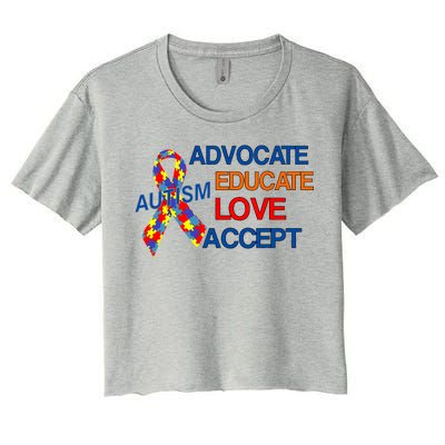 Autism Awareness Educate Women's Crop Top Tee