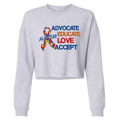 Autism Awareness Educate Cropped Pullover Crew