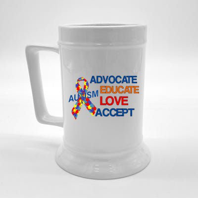 Autism Awareness Educate Beer Stein