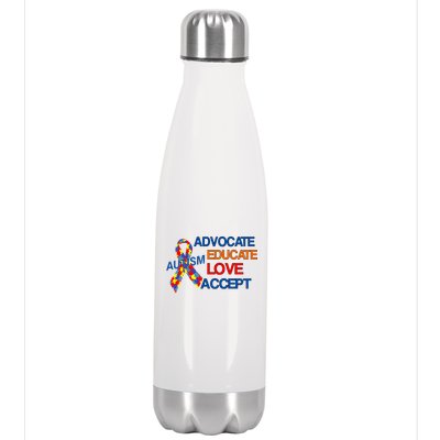 Autism Awareness Educate Stainless Steel Insulated Water Bottle