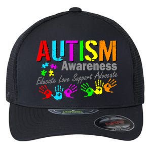 Autism Awareness Educate Love Support Advocate Flexfit Unipanel Trucker Cap